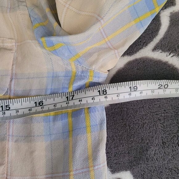 Equipment Femme Blouse Small Button Up Plaid Blue Silk Long Sleeve Preppy Office - Picture 4 of 8